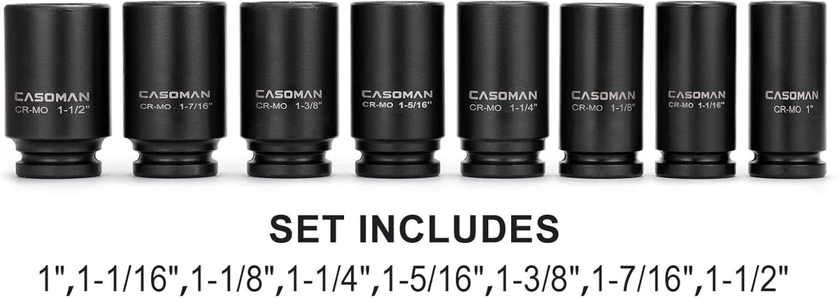 3/4 Drive Deep Impact Socket Set, 8 Piece Set, SAE Sizes A664504