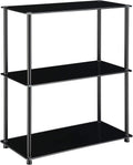 Black 3-Shelf Glass Bookcase L46630
