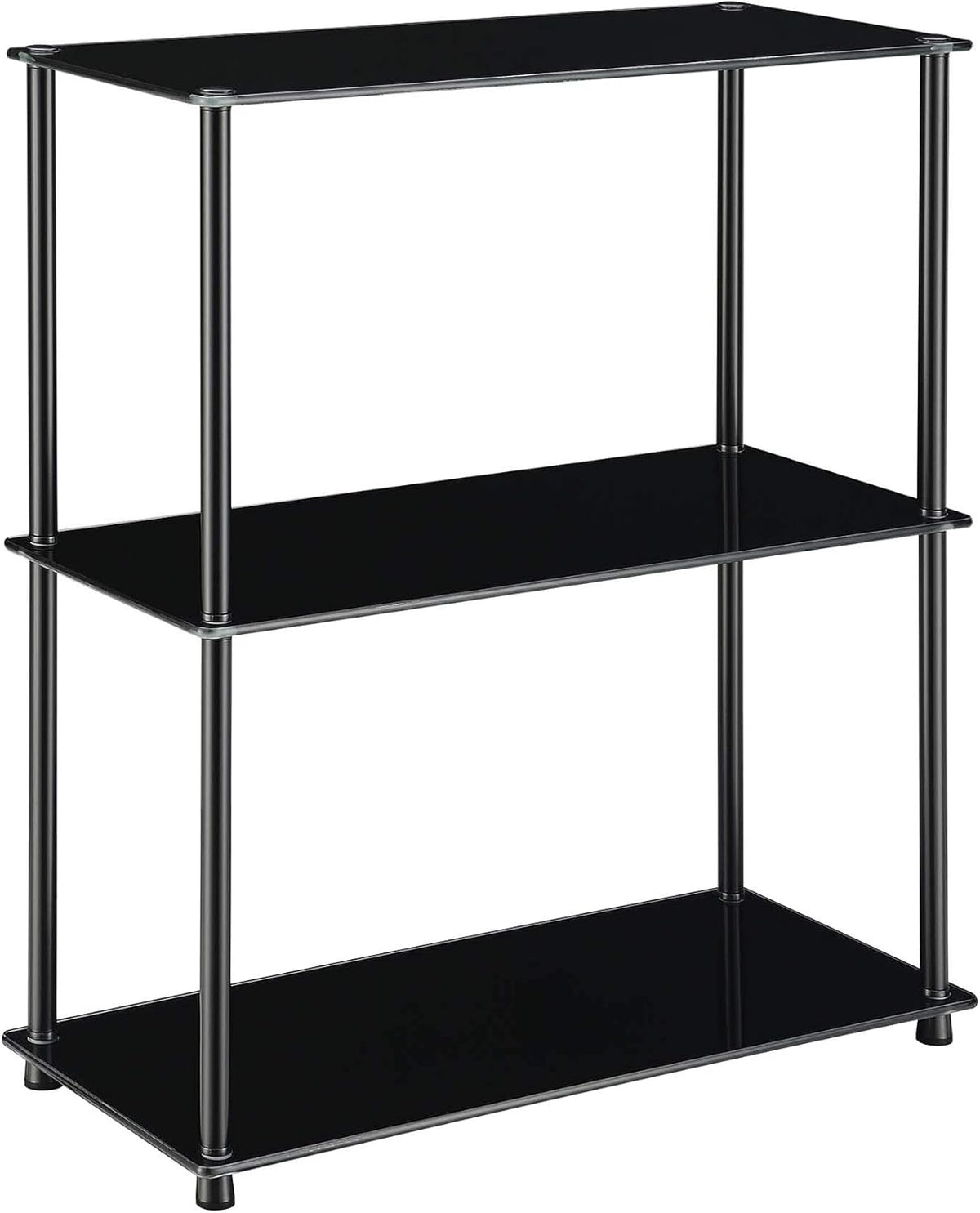Black 3-Shelf Glass Bookcase L46630