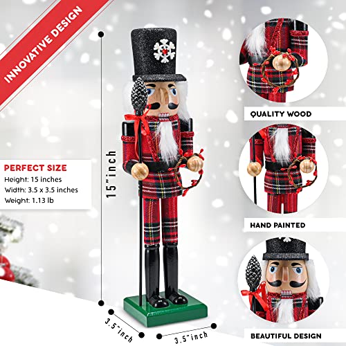 Red and Black Wooden Nutcracker Soldier 15" X8336