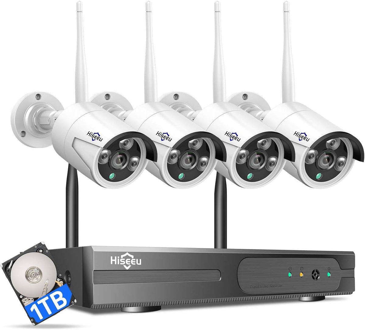8 Channel 4Pcs 1296P Wireless Security Camera System with 1TB Hard Drive N953