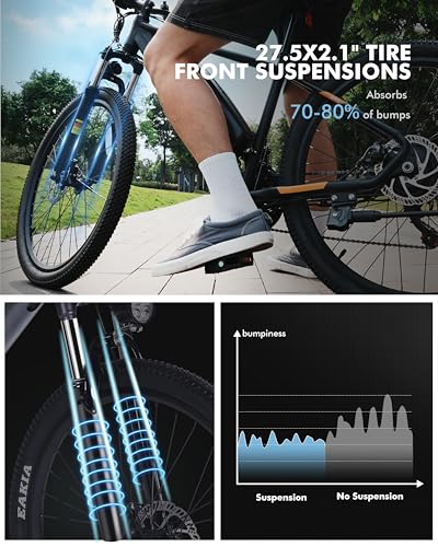 21-Speed Mountain Ebike with Peak 1200W 48V10.4Ah Removable Battery 27.5X2.1 Tire Y245906