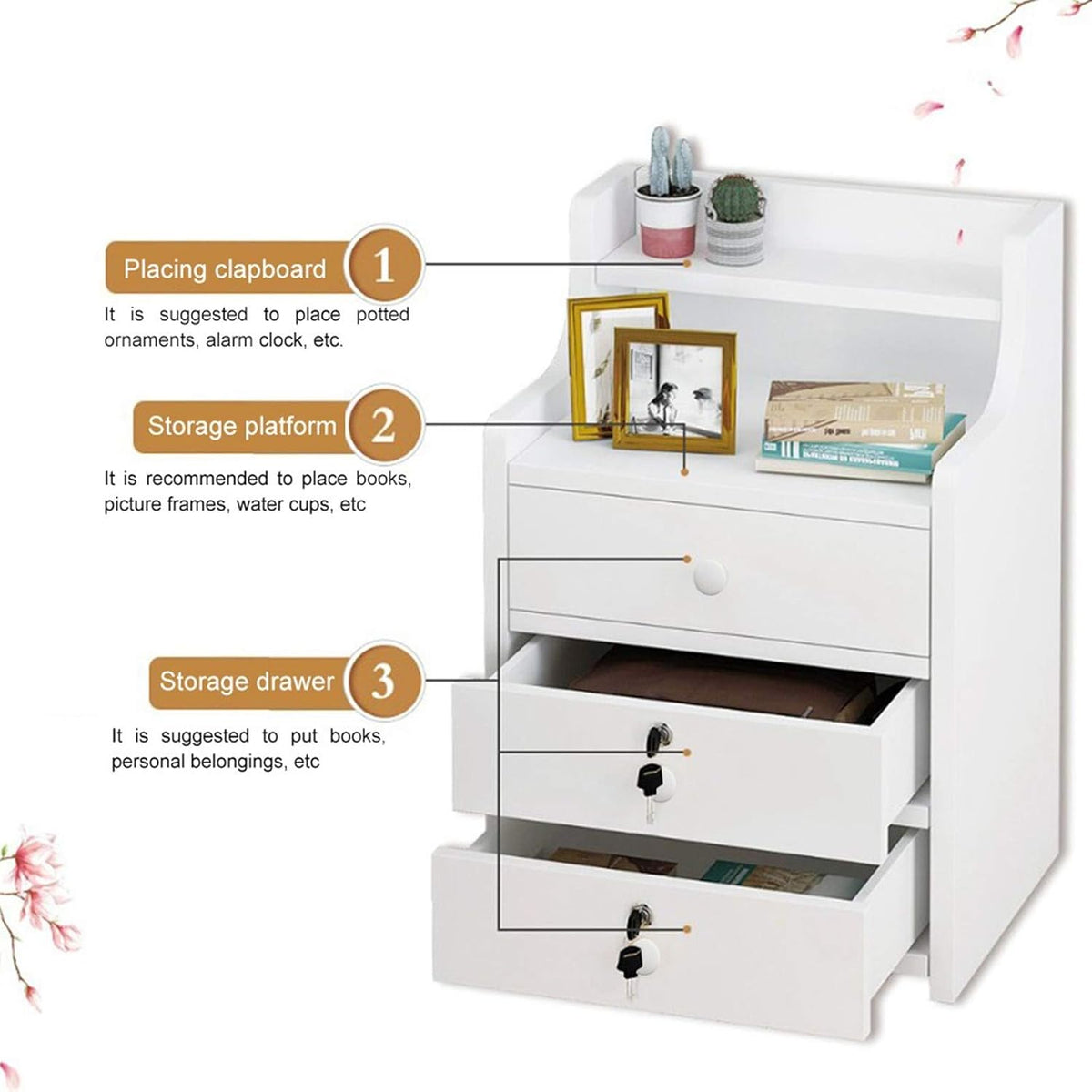 3 Drawer Wood Nightstand with Open Shelf L150865
