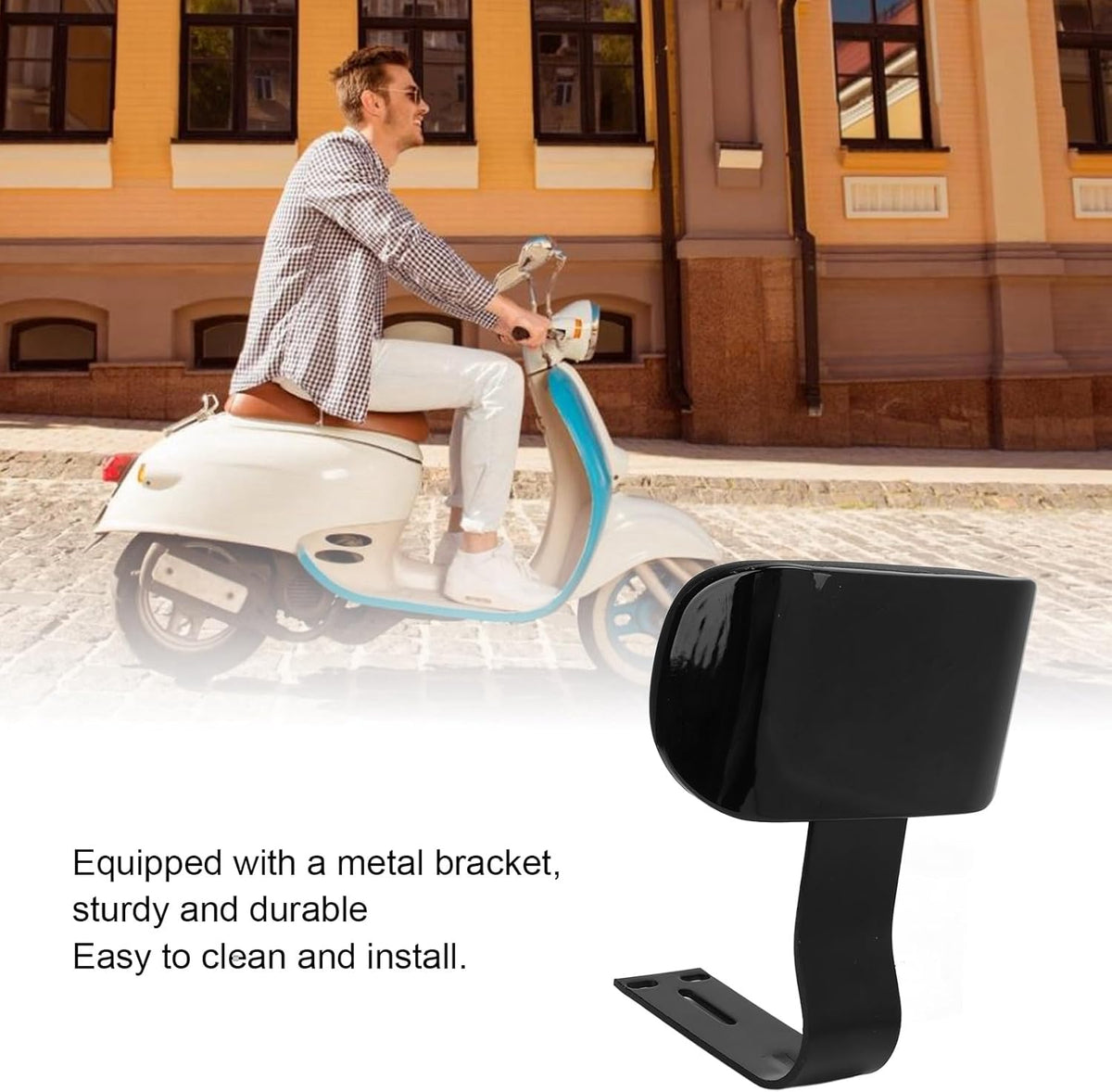 Black Electric Bicycle Rear Passenger Seat Backrest with Metal Support U1325