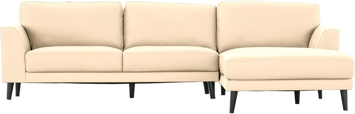 Cream Top Grain Leather Right Facing Sectional U5167
