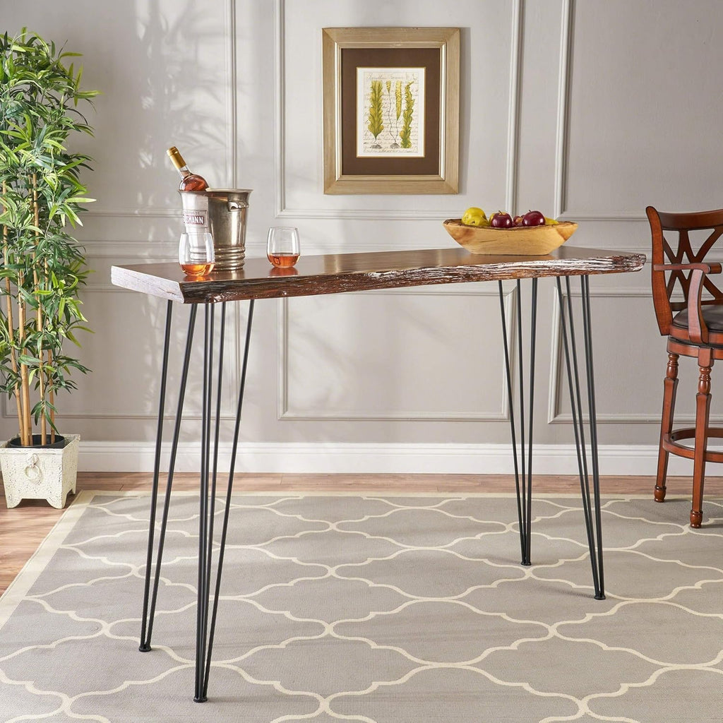 Black Natural Rectangle Iron Veneer Bar Table C851707