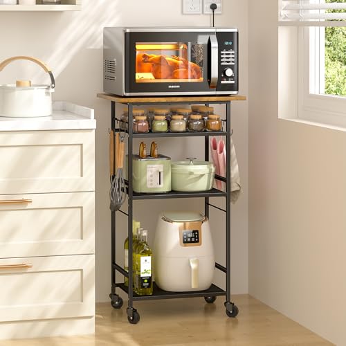 3 Tier Rolling Kitchen Microwave Cart with Adjustable Shelf X4906