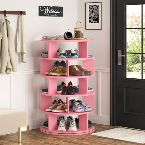 5-Tier Wood Rotating Shoe Rack, Pink G8202