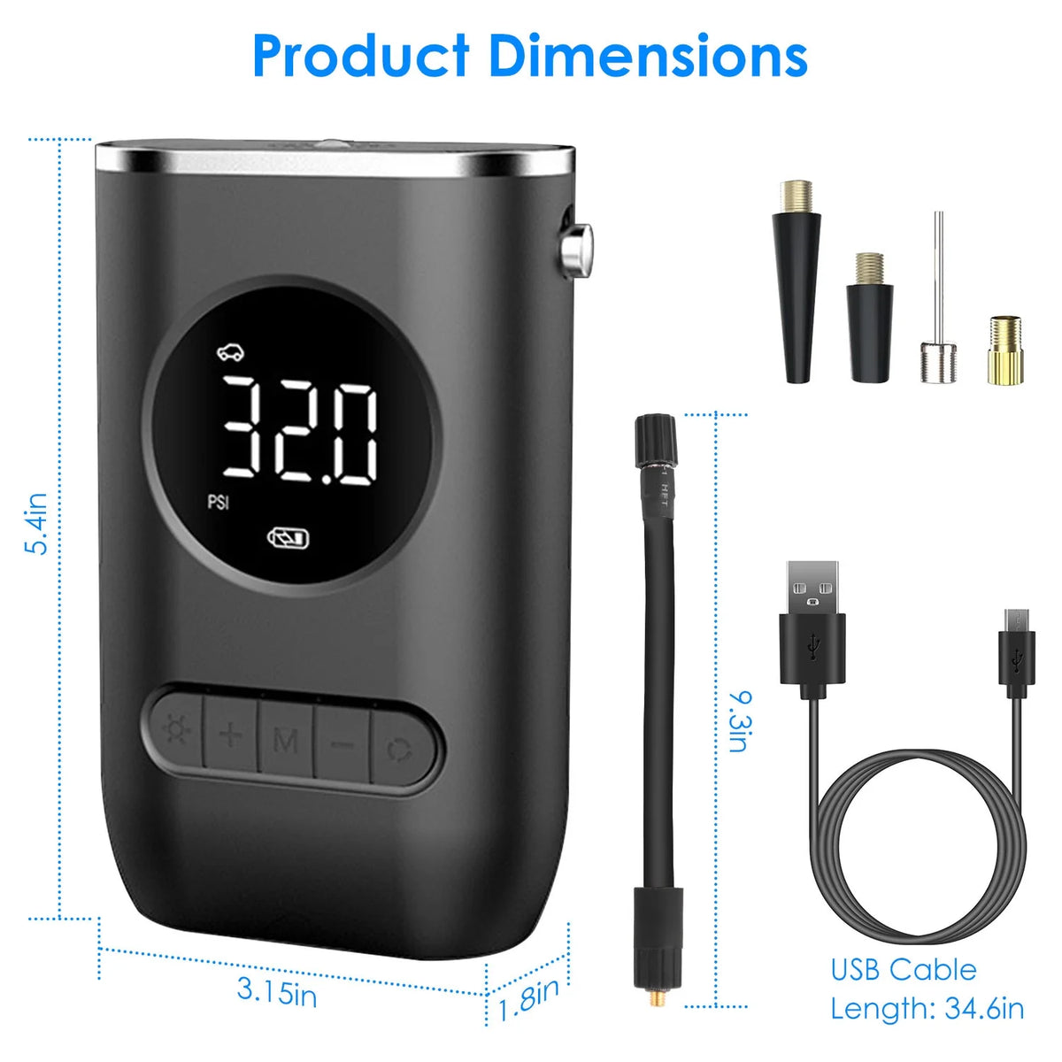 150 PSI Portable Tire Inflator Air Compressor with Digital Pressure Gauge A54706