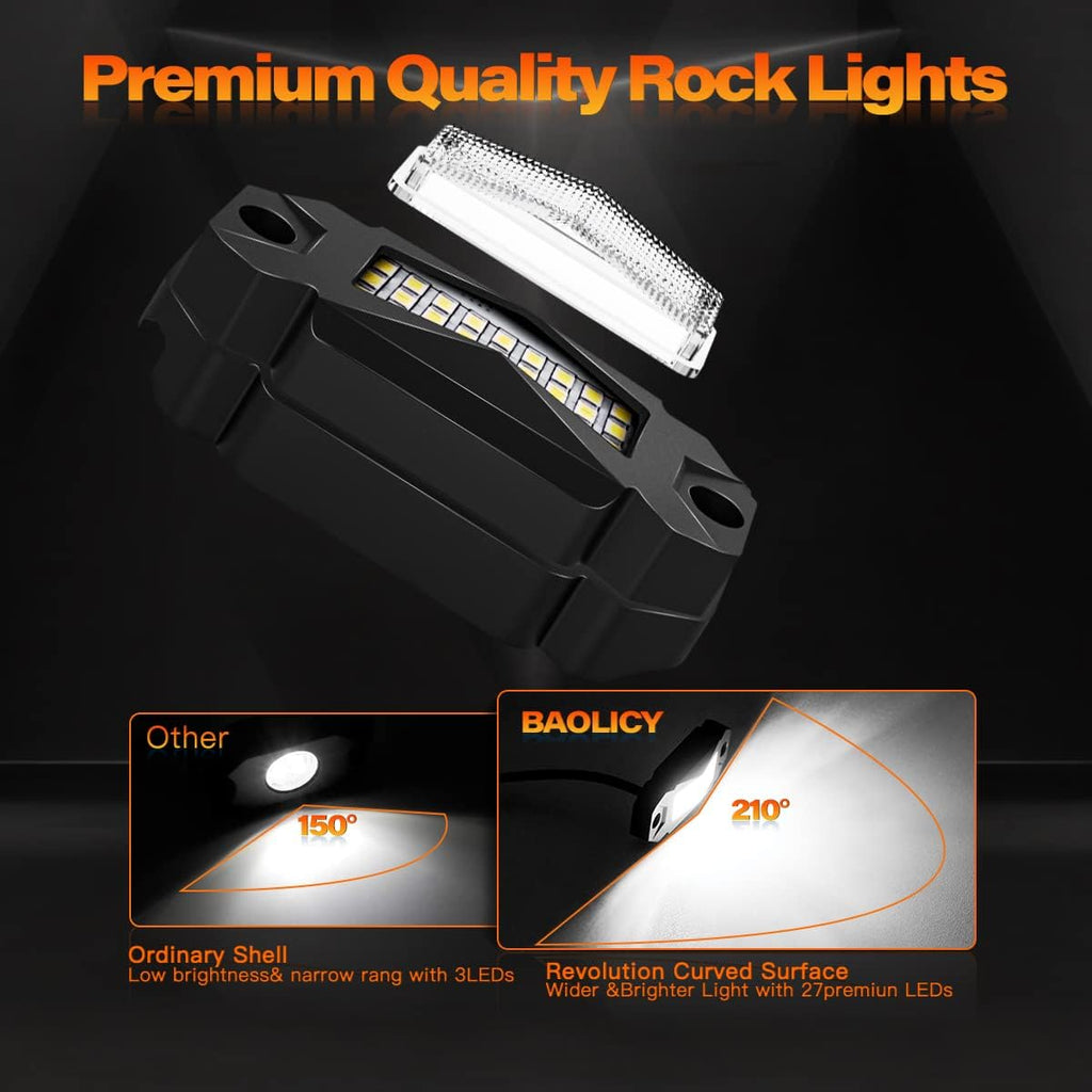 White 8Pods LED Rock Lights IP68 Waterproof T571