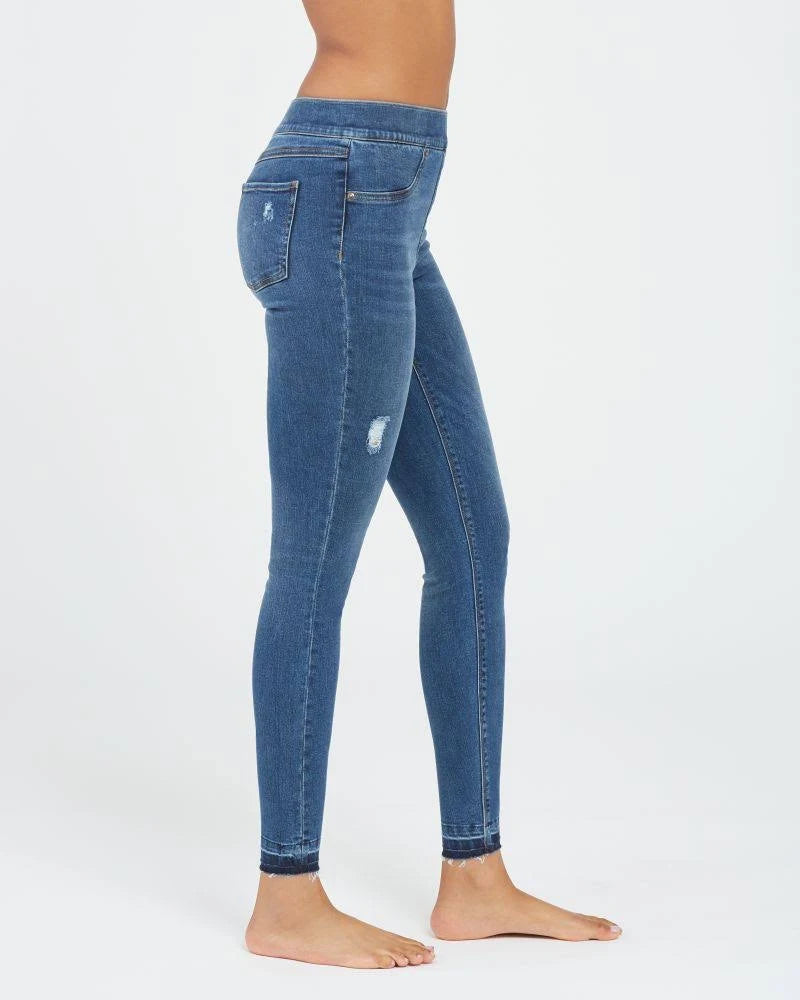 Distressed Denim Legging Mid Wash C814