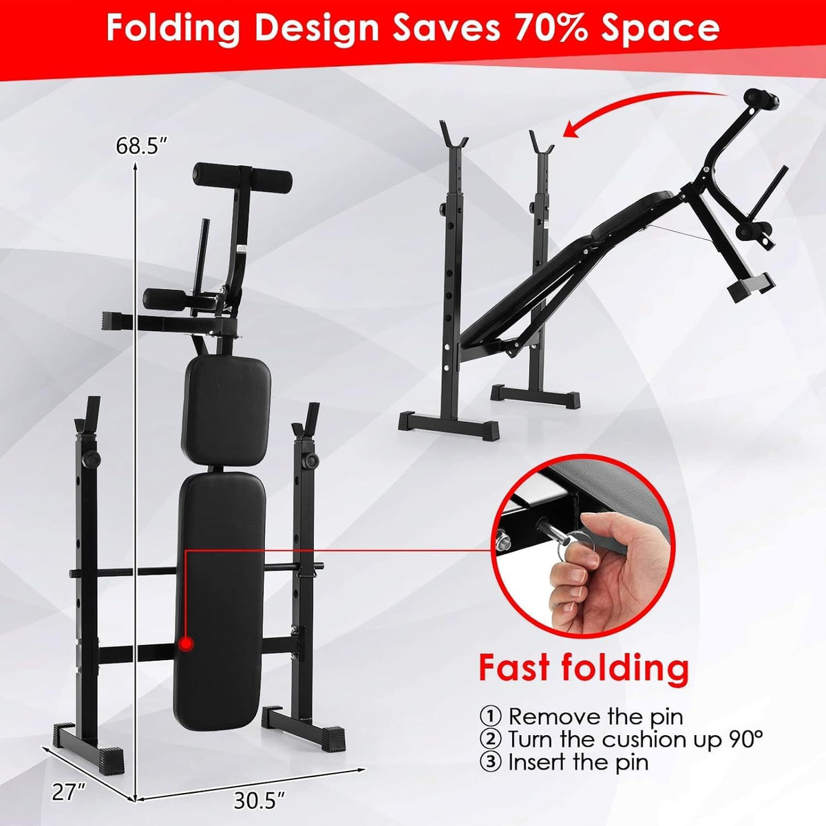 Adjustable Weight Bench with Squat Racks Z70503