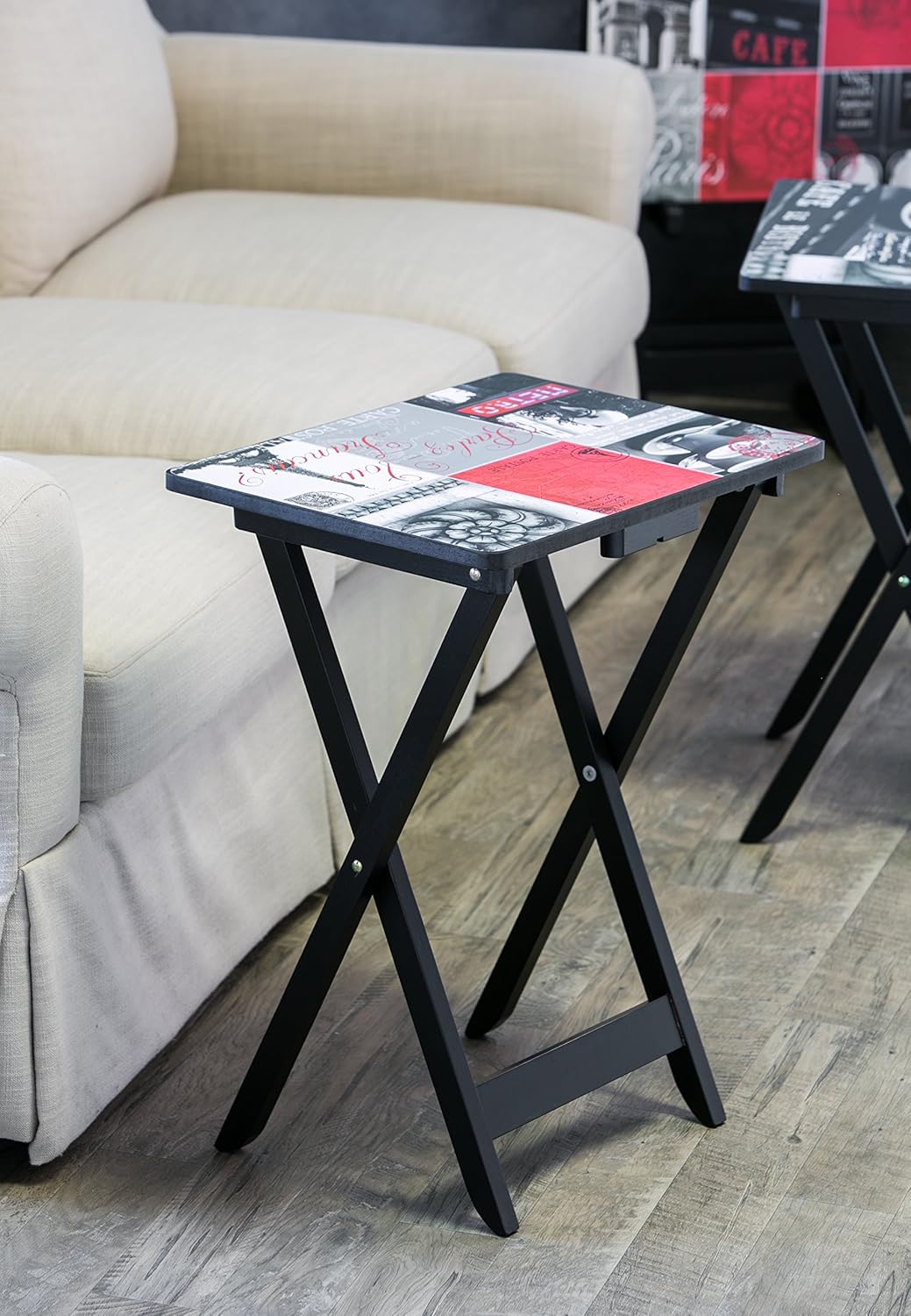 Farmhouse TV Trays with Stand, Set of 4 T56385