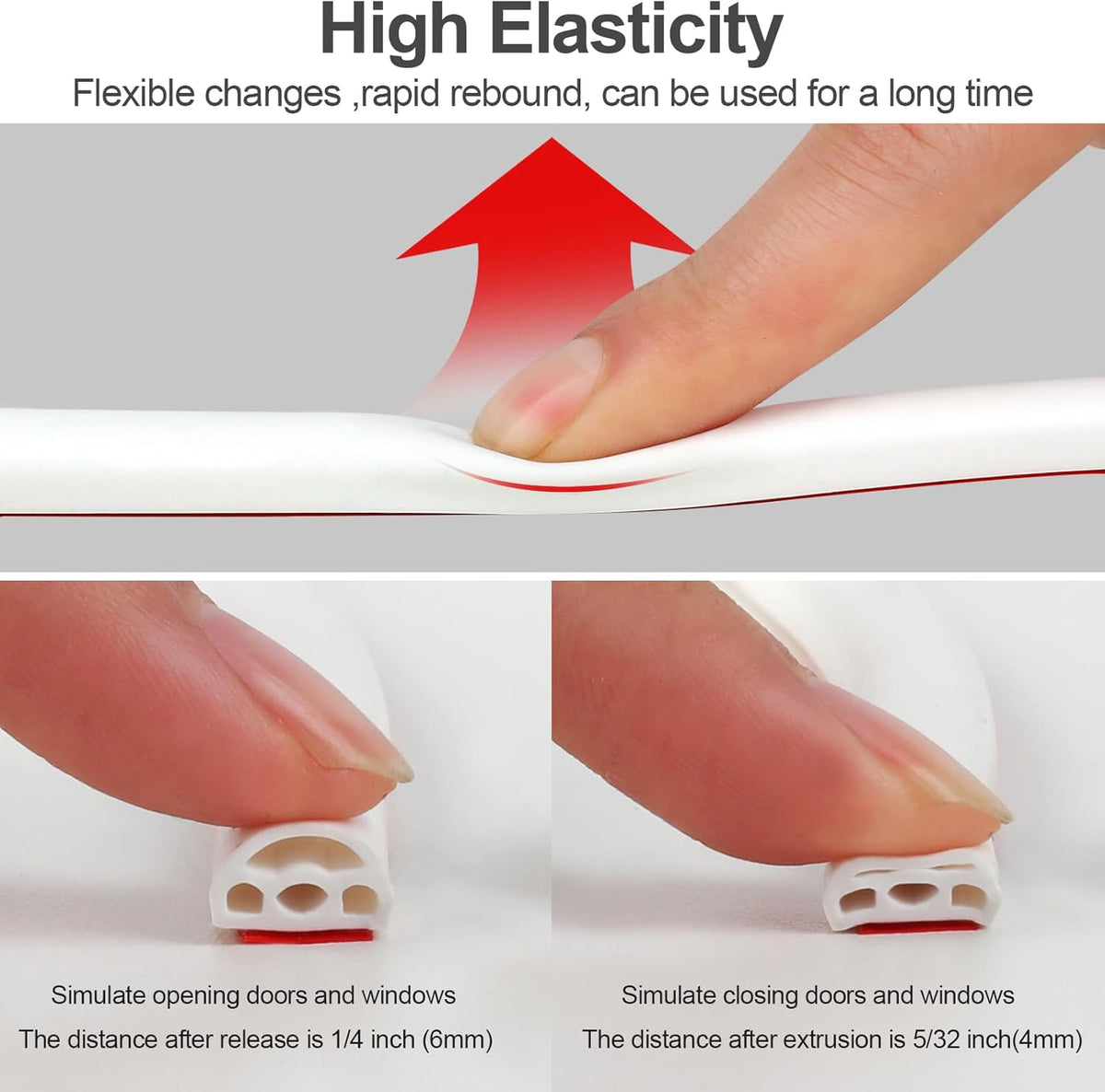 40 Feet Silicone Door Weather Stripping Self-Adhesive Seal Strip J78603