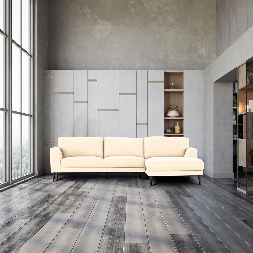 Cream Top Grain Leather Right Facing Sectional U5167