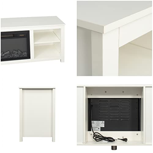 White 4 Cubby Electric Fireplace TV Stand I60465