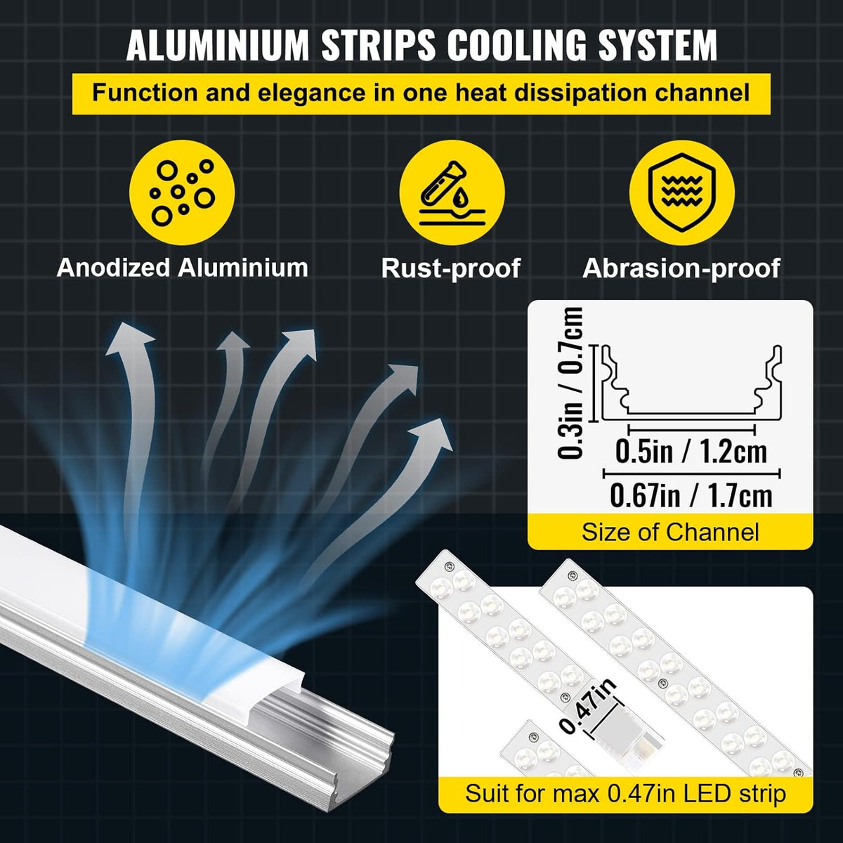 10-Pack 6.6 ft Aluminum U-Shaped LED Channel System with Diffused Cover U7562