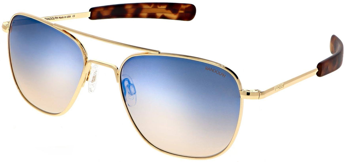 Aviator Bayonet Temple Sunglasses in Gold B27588