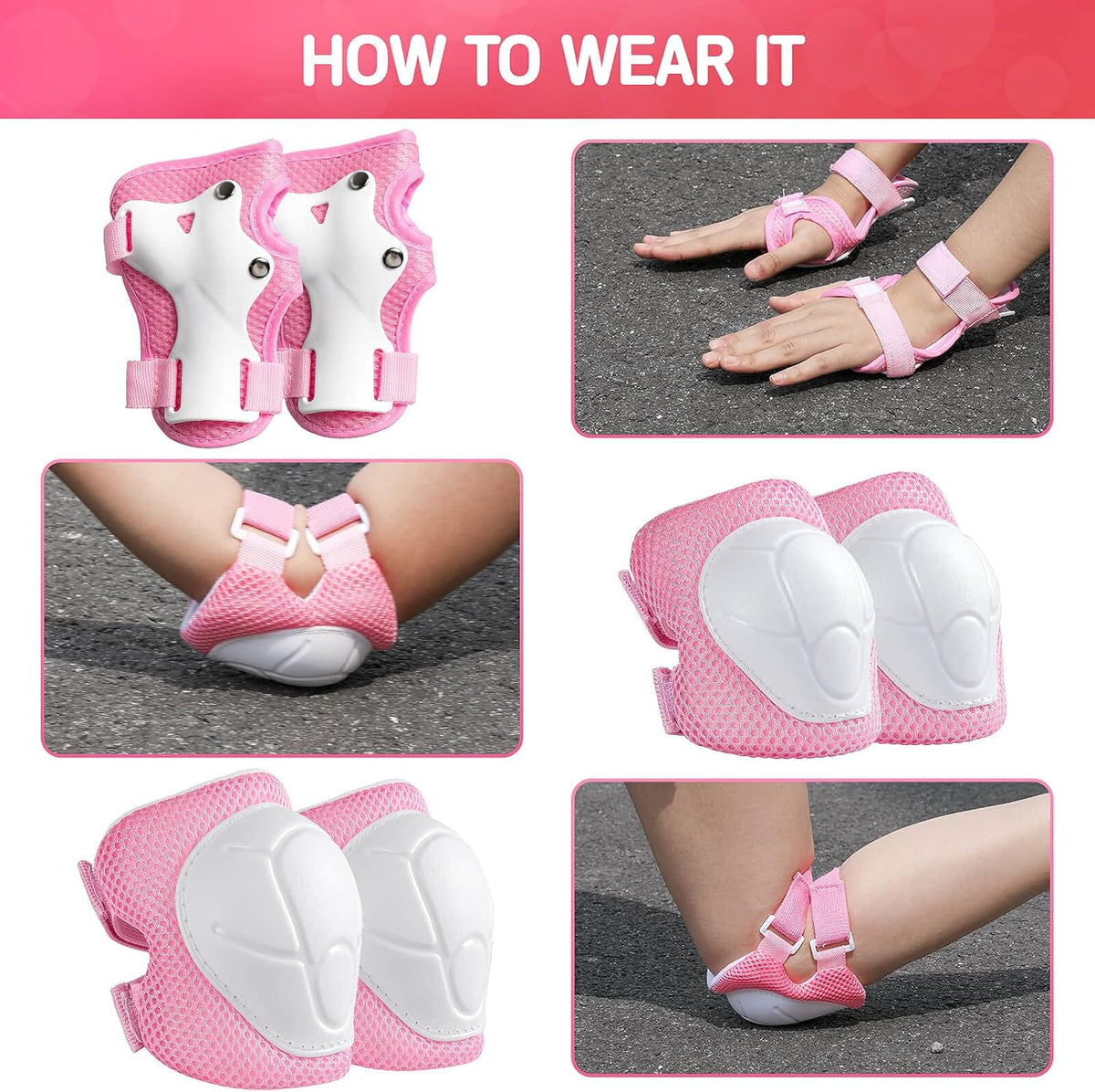 Adjustable Helmet Knee Pads Elbow Pads Wrist Guards Protective Gear Set U1760