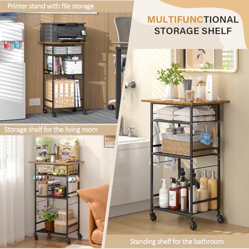 3 Tier Rolling Kitchen Microwave Cart with Adjustable Shelf X4906