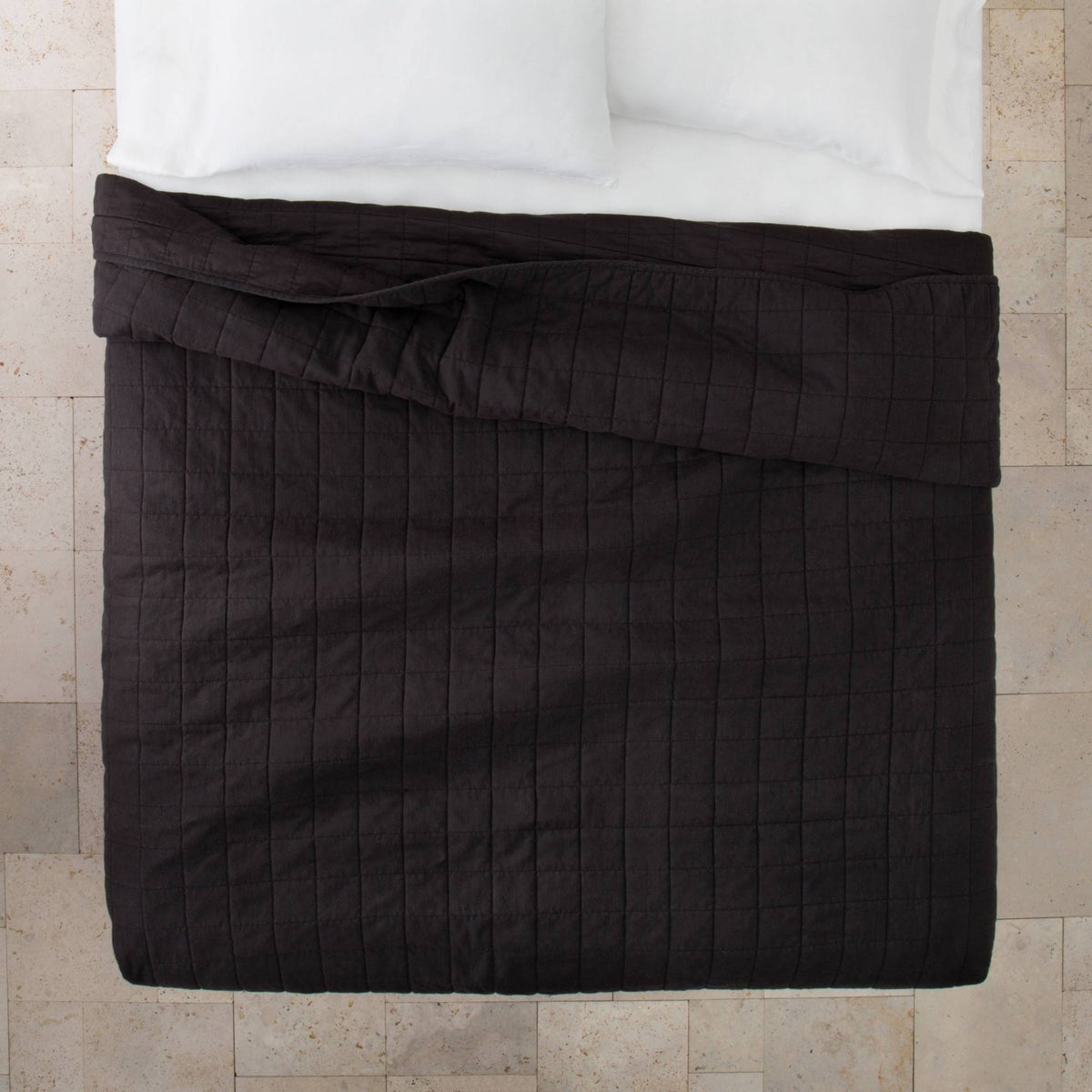 Heavyweight Linen Blend Quilt Washed Black V78303