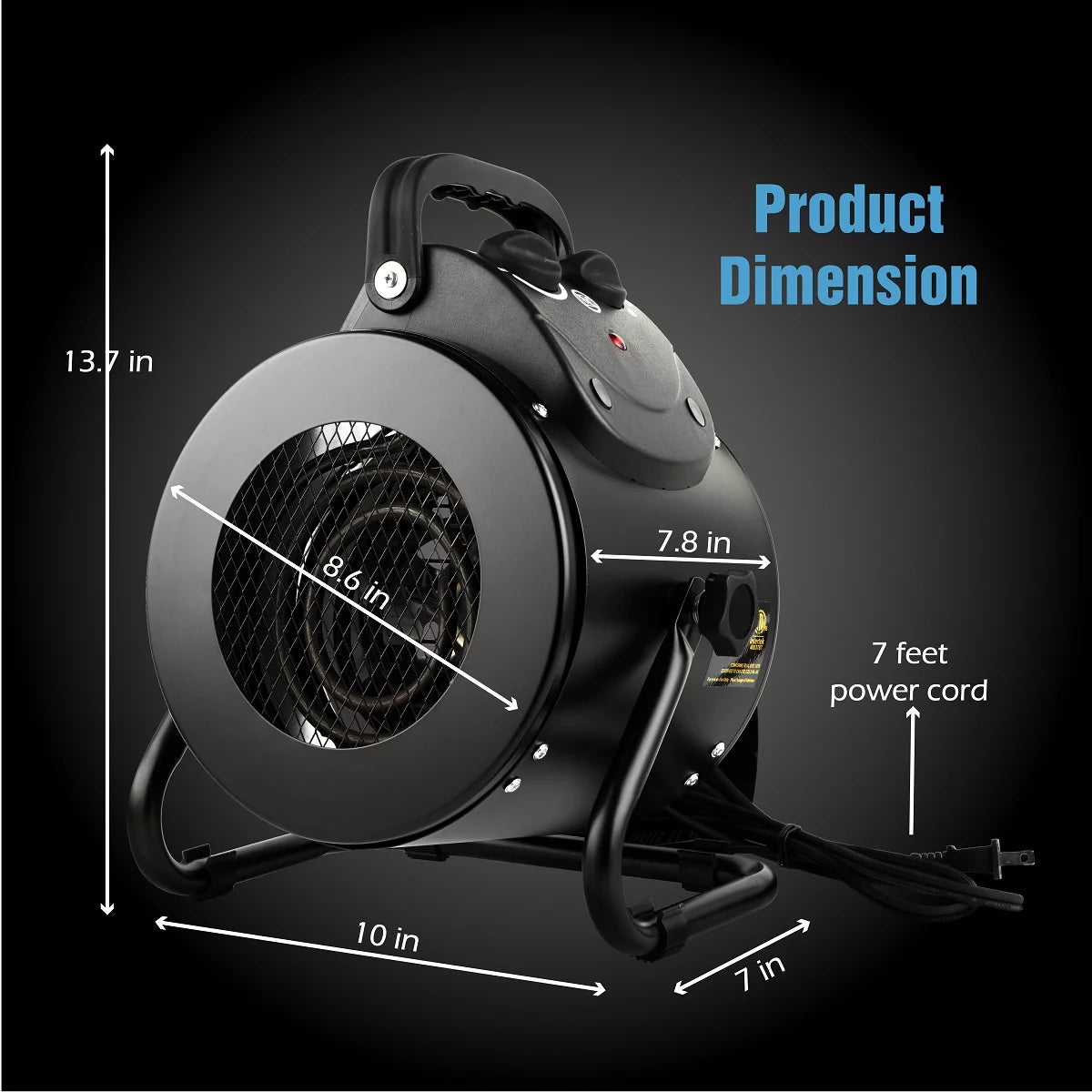 Black Electric Heater Fan with Overheat Protection U225096