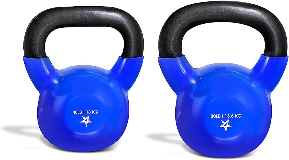 30-40 lbs Vinyl Coated Cast Iron Kettlebell X7165