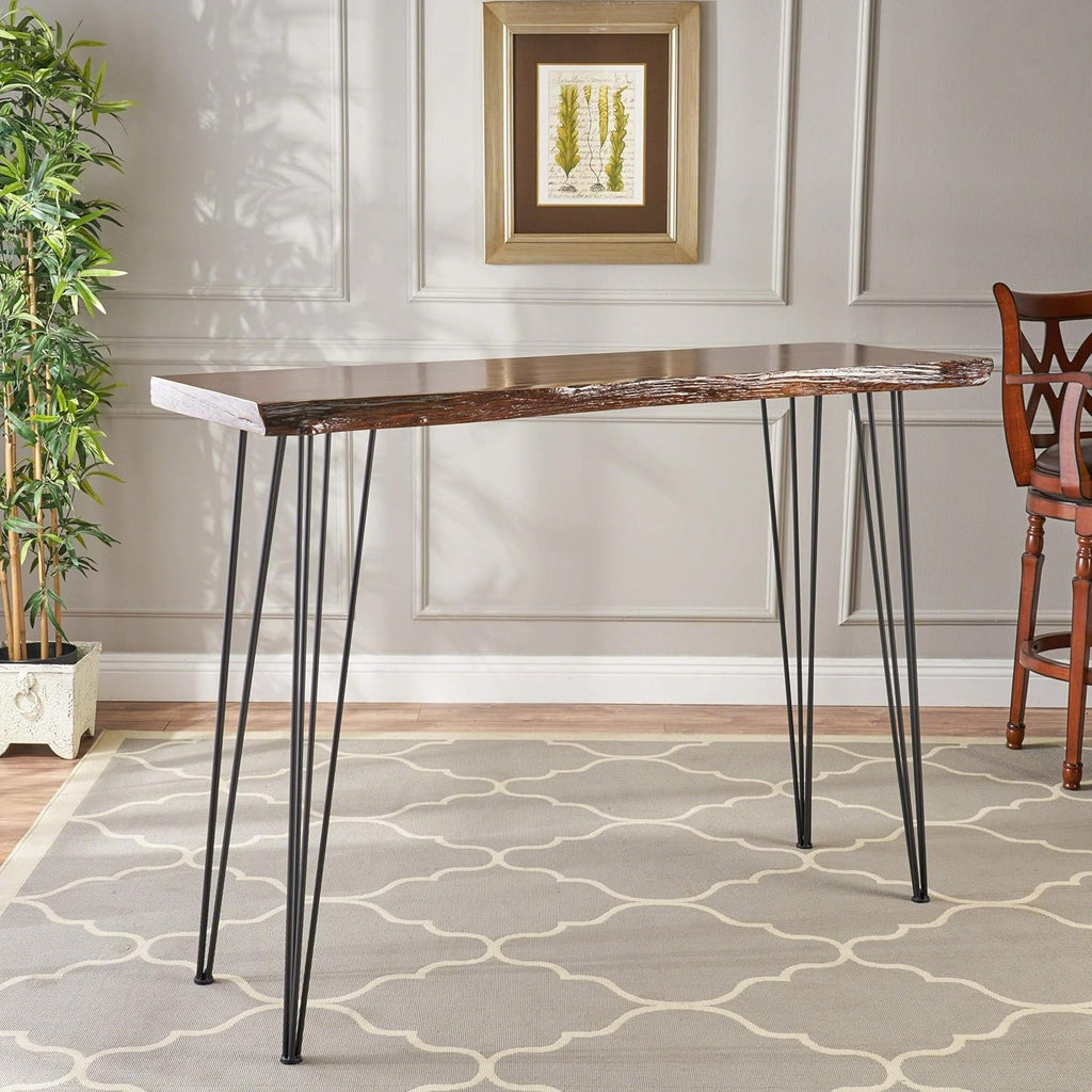 Black Natural Rectangle Iron Veneer Bar Table C851707