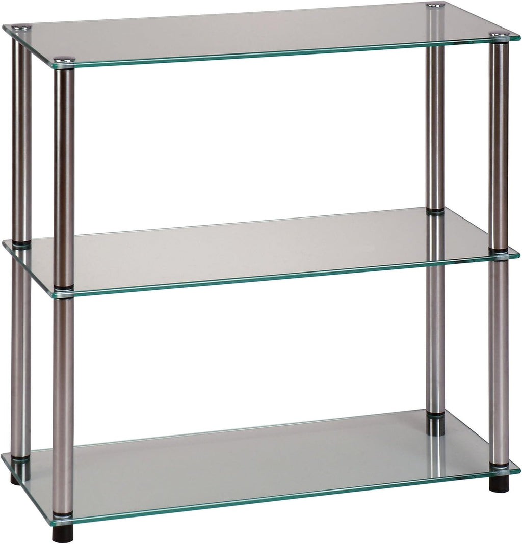 Black 3-Shelf Glass Bookcase L46630