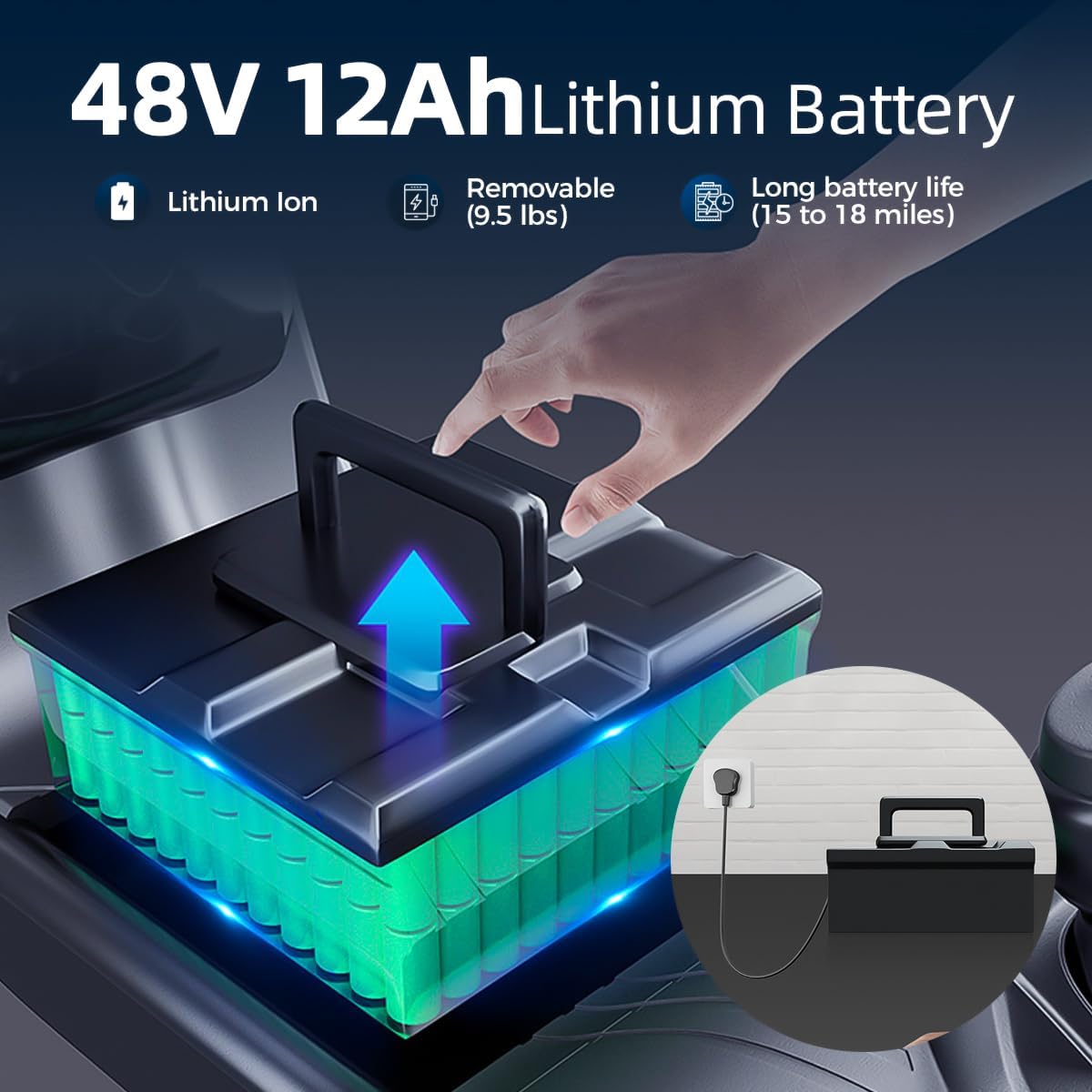 800W Motor 48V 12Ah Lithium Removable Battery Electric Scooter V203
