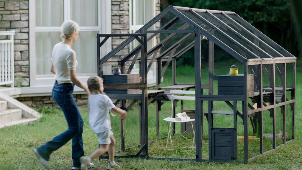 110'' Extra Large Wooden Catio Cage with Roof Cover T303