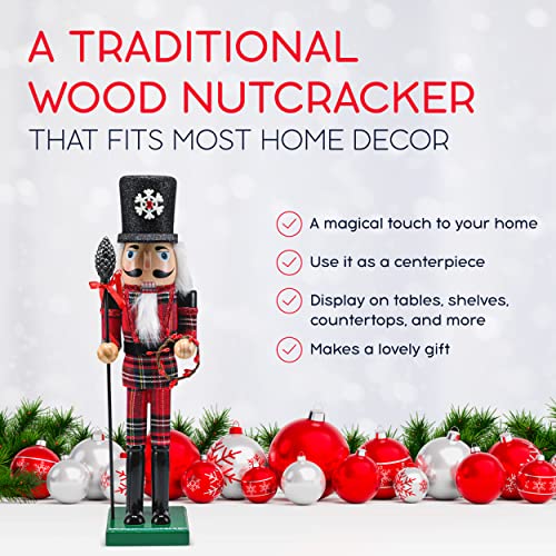 Red and Black Wooden Nutcracker Soldier 15" X8336