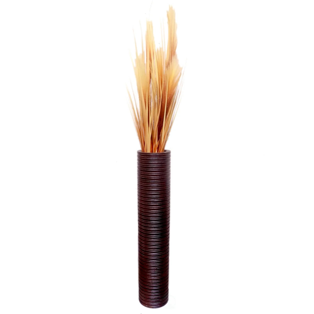 Brown Mango Wood Cylinder Vase O855