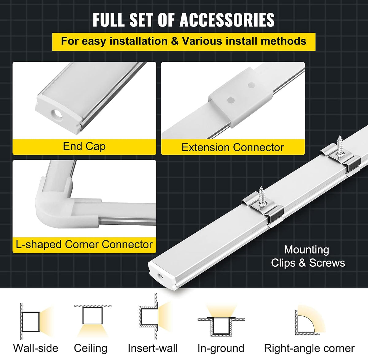 10-Pack 6.6 ft Aluminum U-Shaped LED Channel System with Diffused Cover U7562