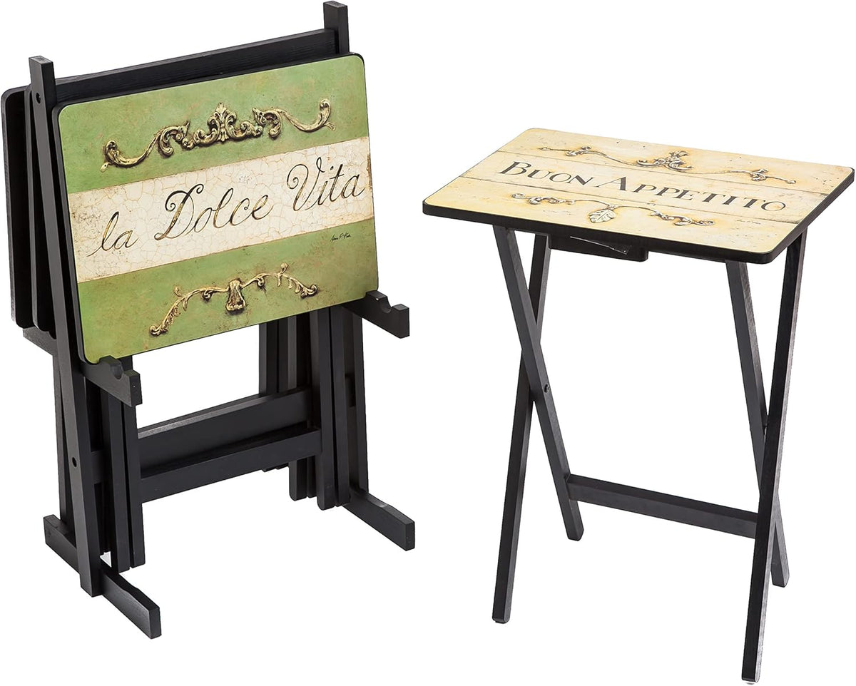 Farmhouse TV Trays with Stand, Set of 4 T56385