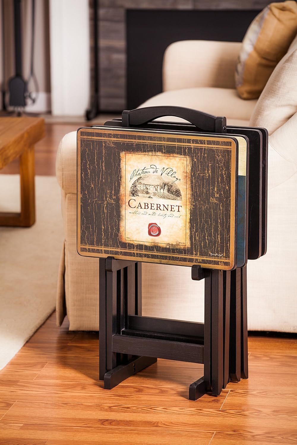 Farmhouse TV Trays with Stand, Set of 4 T56385