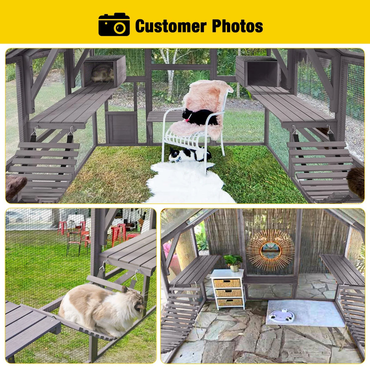 110'' Extra Large Wooden Catio Cage with Roof Cover T303