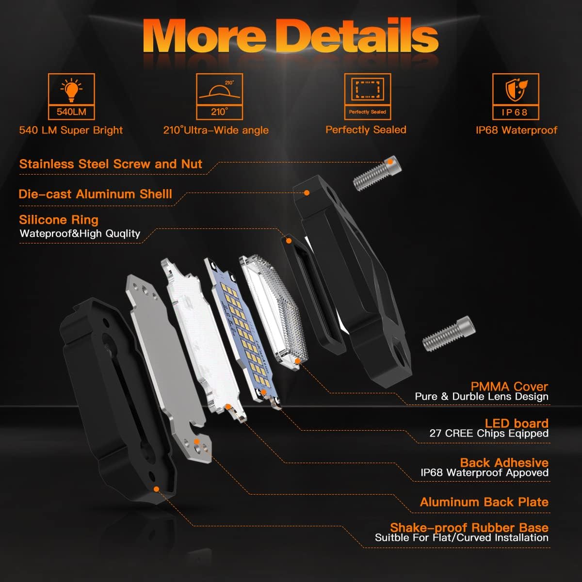 White 8Pods LED Rock Lights IP68 Waterproof T571