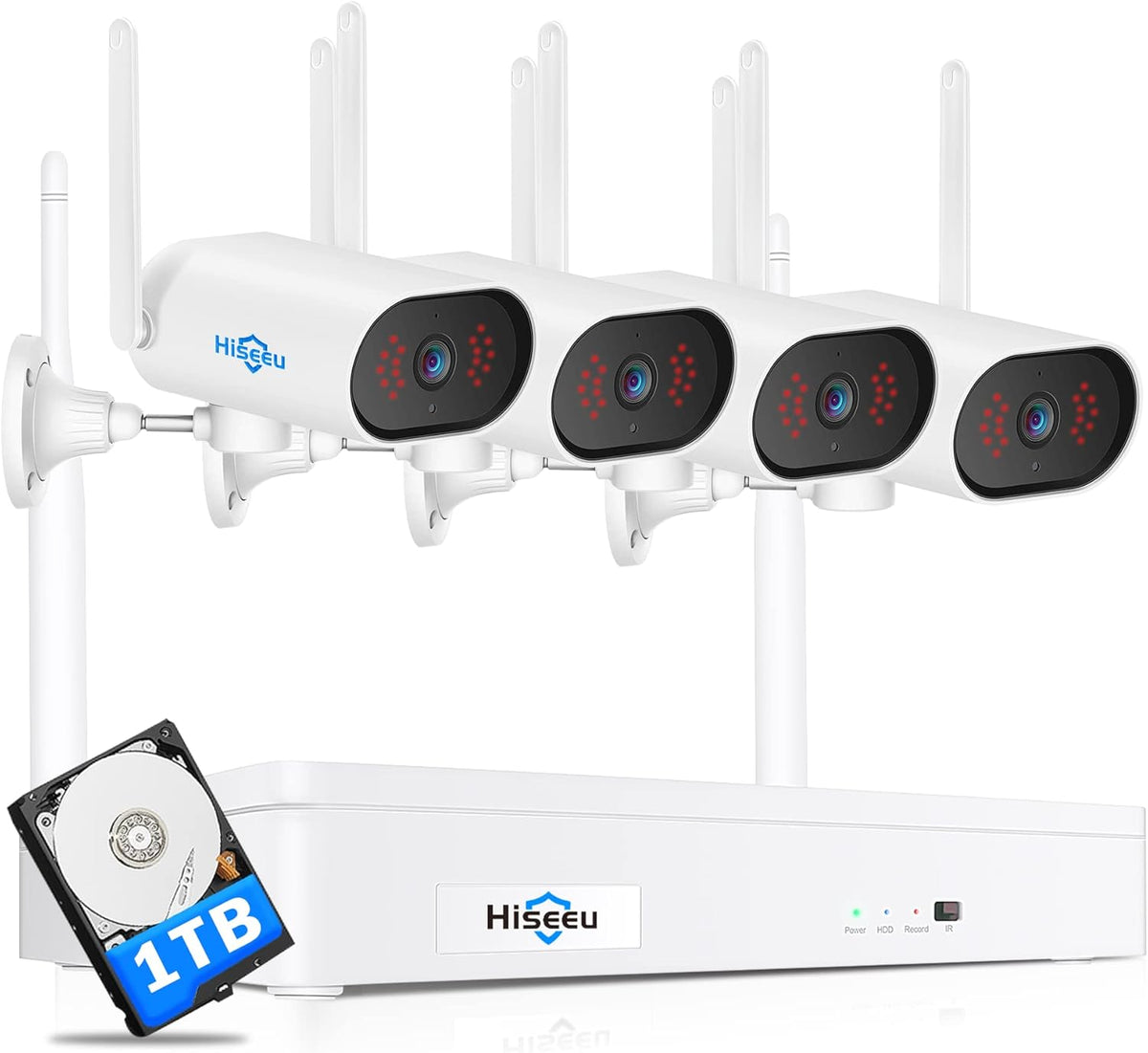 8 Channel 4Pcs 1296P Wireless Security Camera System with 1TB Hard Drive N953