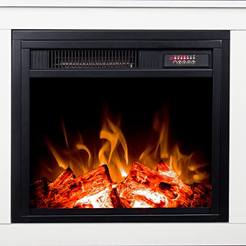 White 4 Cubby Electric Fireplace TV Stand I60465