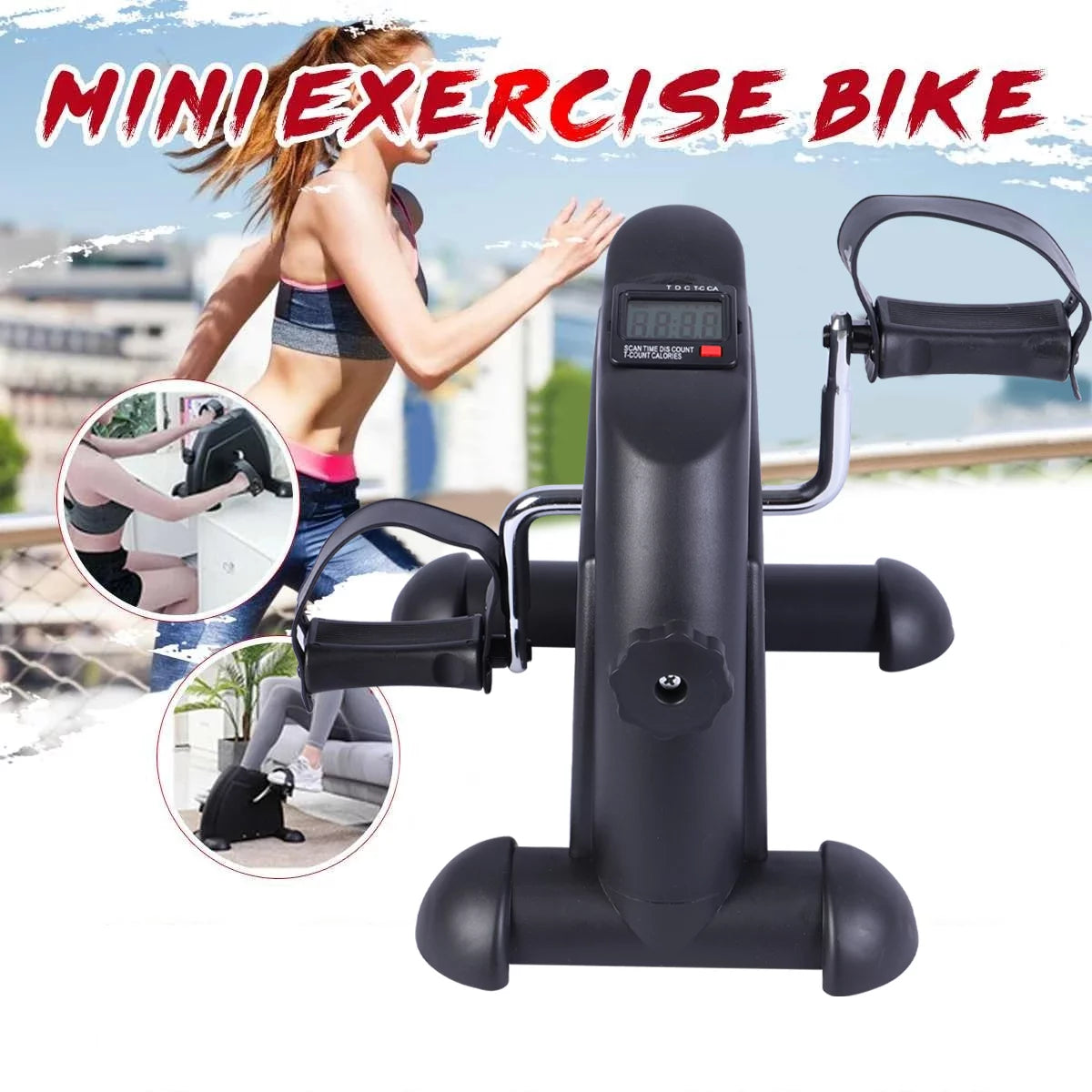 Portable Black Indoor Pedal Exerciser Bike with LCD Display R735
