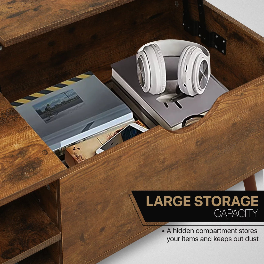 Wood Lift Top Coffee Table with Hidden Storage O827717