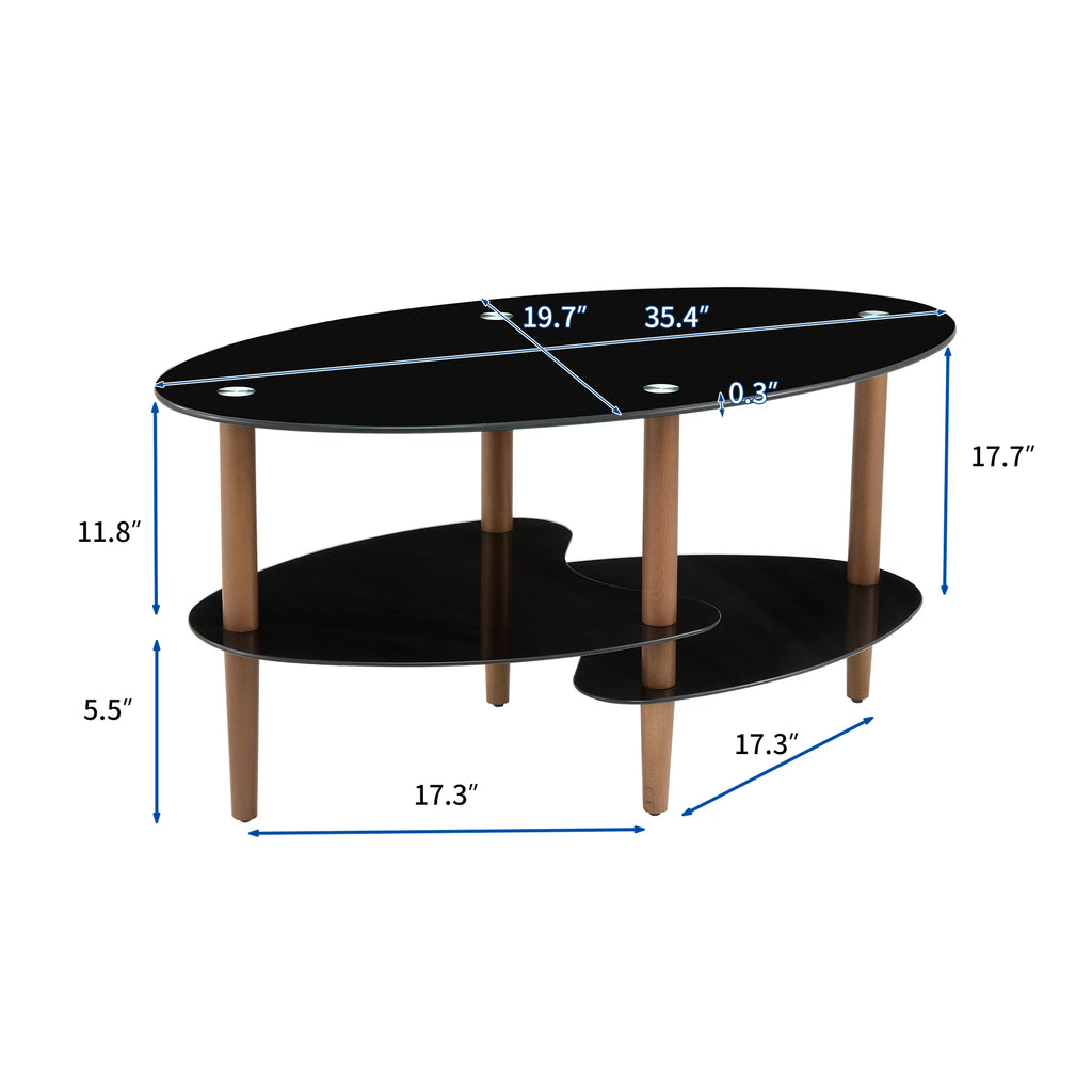 Oval 3-Tier Glass Coffee Table D255735