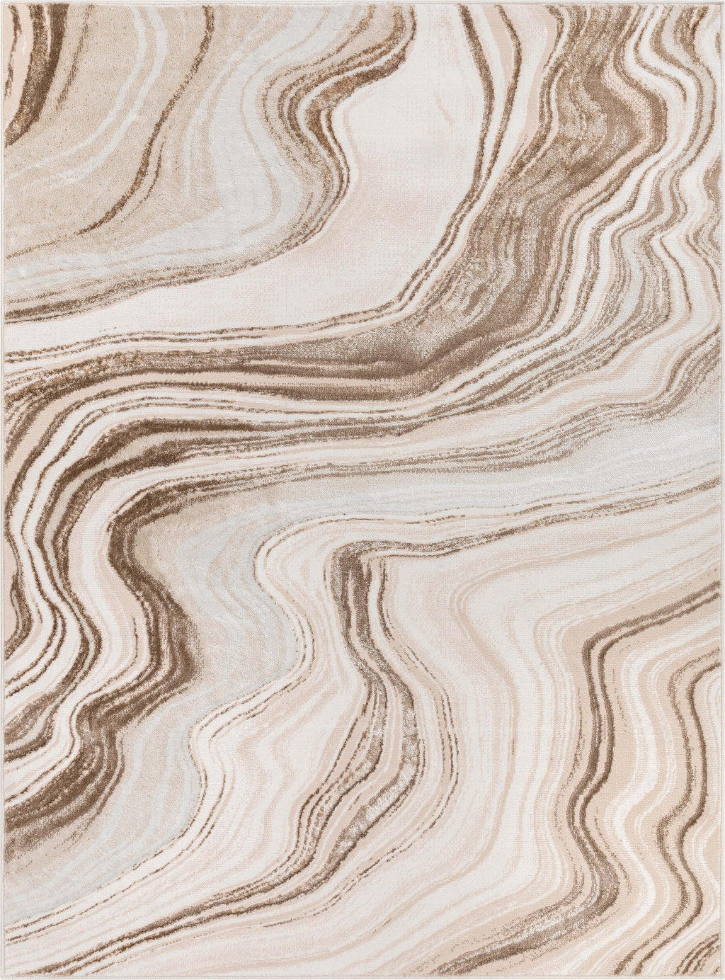 7'10" x 9'10" Ivory Abstract Area Rug B5096
