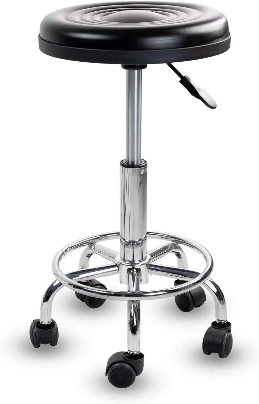 Adjustable Swivel Chair with Wheels and Leather Cushion N11380