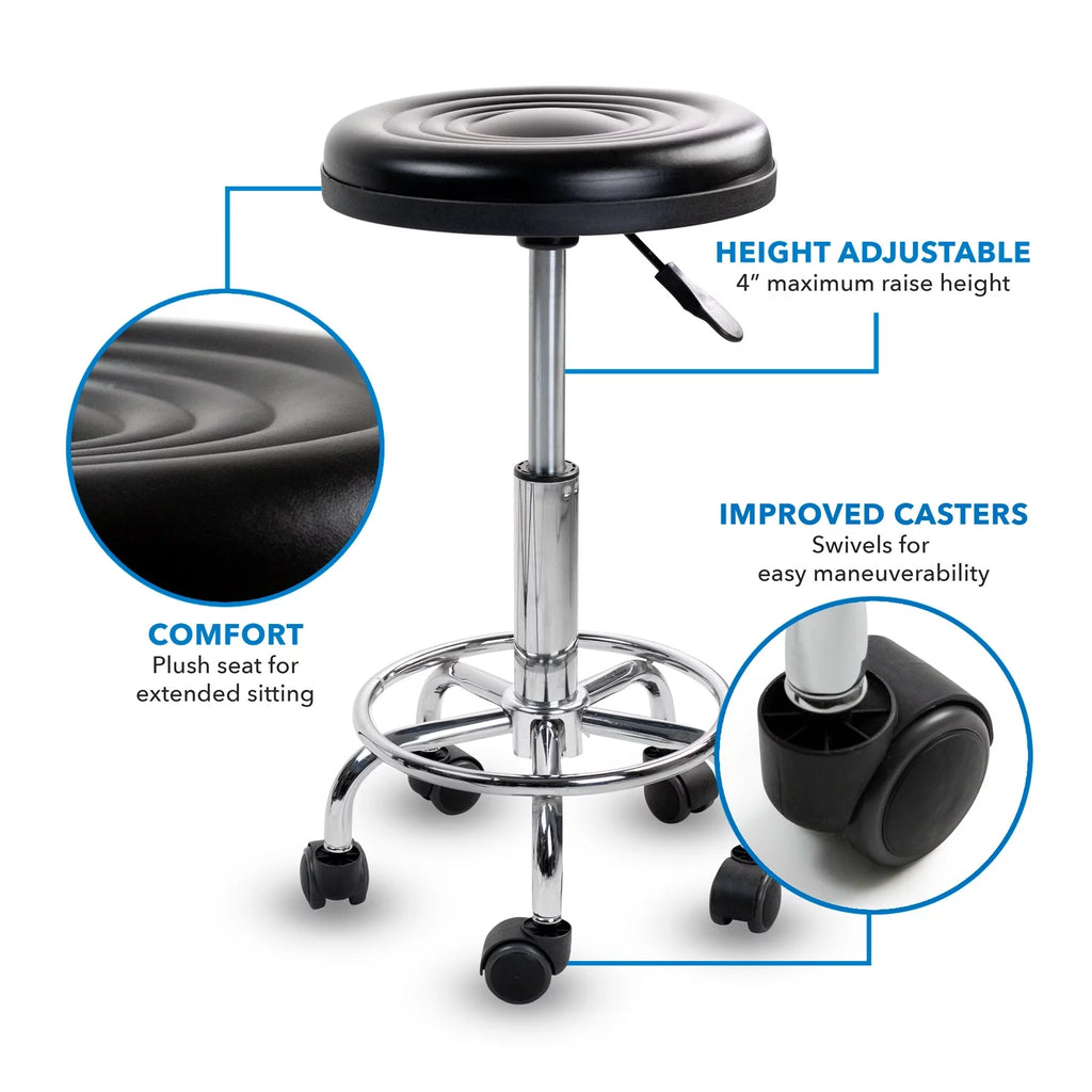 Adjustable Swivel Chair with Wheels and Leather Cushion N11380