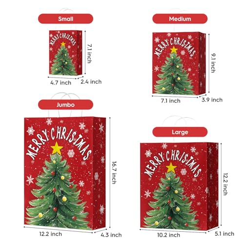 24 Christmas Gift Paper Bags with Handles V70694