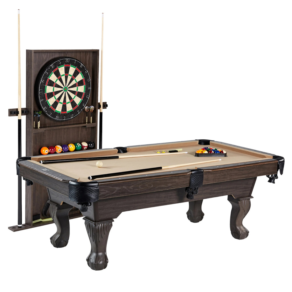 Burgundy Pool Table with Cue Rack and Dartboard Set K576915