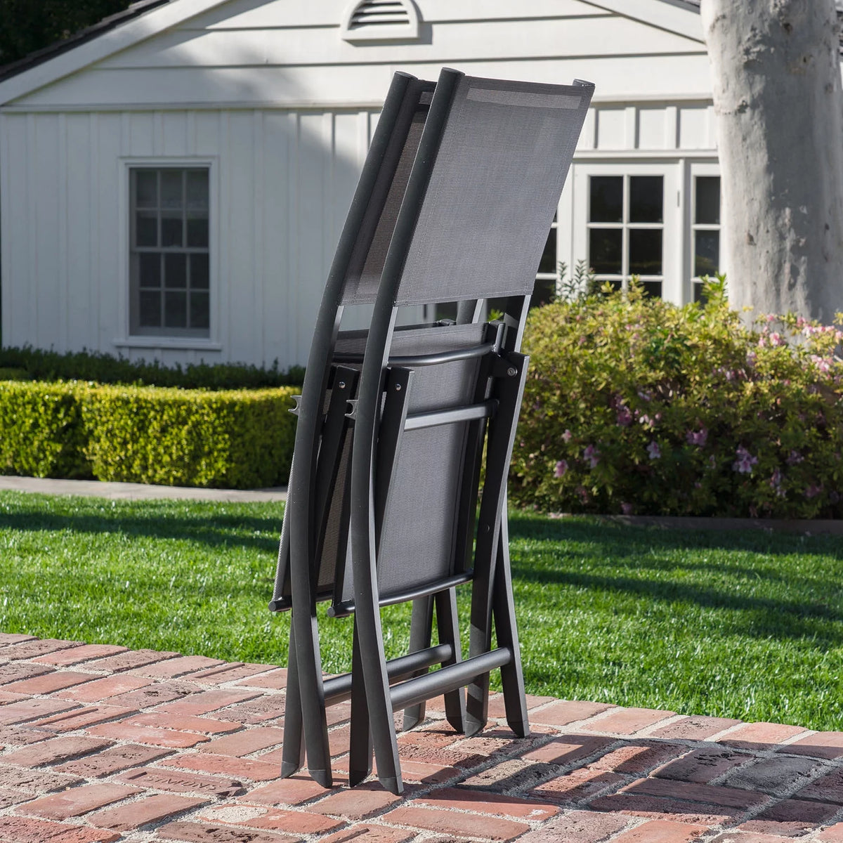 5-Piece Outdoor Dining Set with 4 Folding Chairs and Square Dining Table P34955