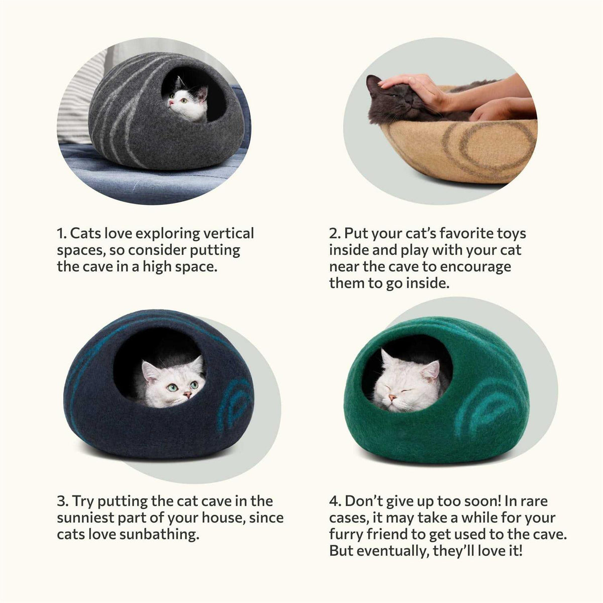 Felt Cat Bed Cave 100% Merino Wool B18920